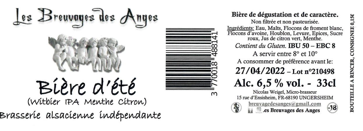 Etiquette BRASSERIE LES BREUVAGES DES ANGES 20