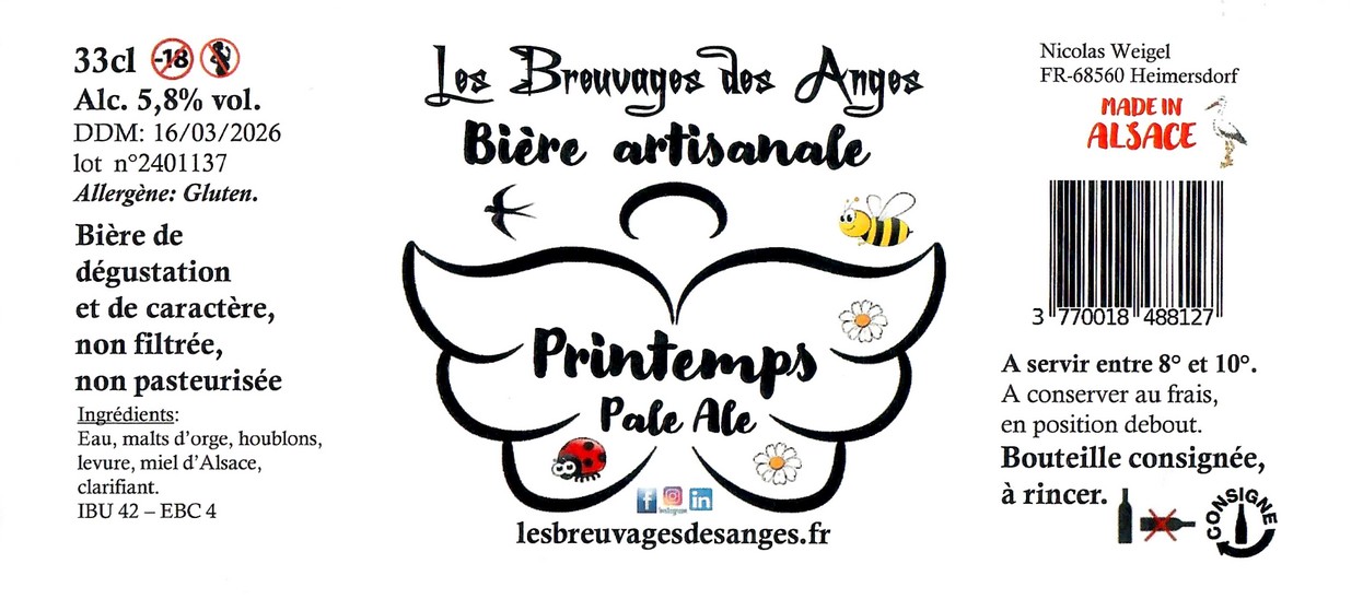 Etiquette BRASSERIE LES BREUVAGES DES ANGES 21