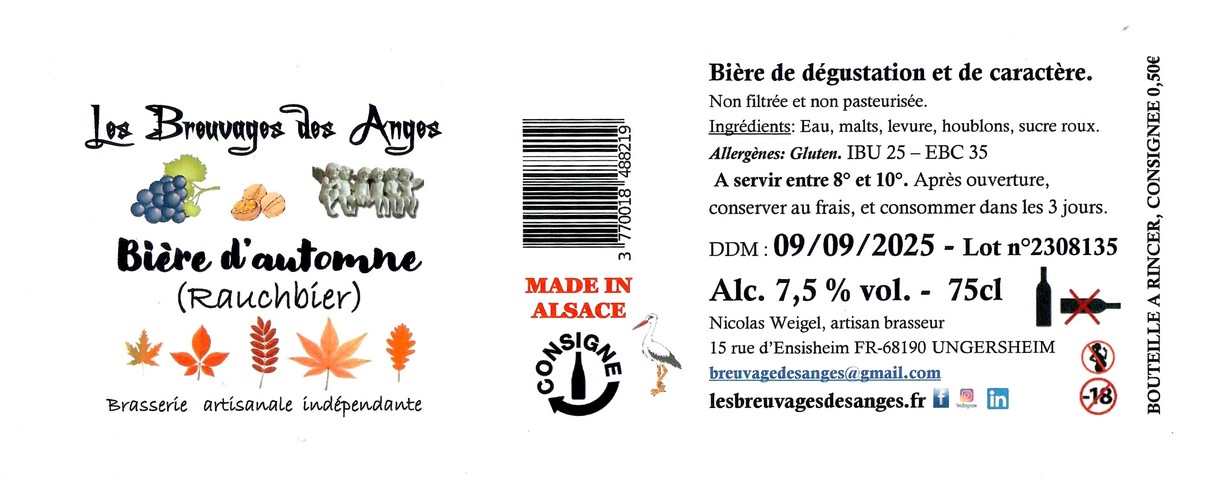 Etiquette BRASSERIE LES BREUVAGES DES ANGES 22