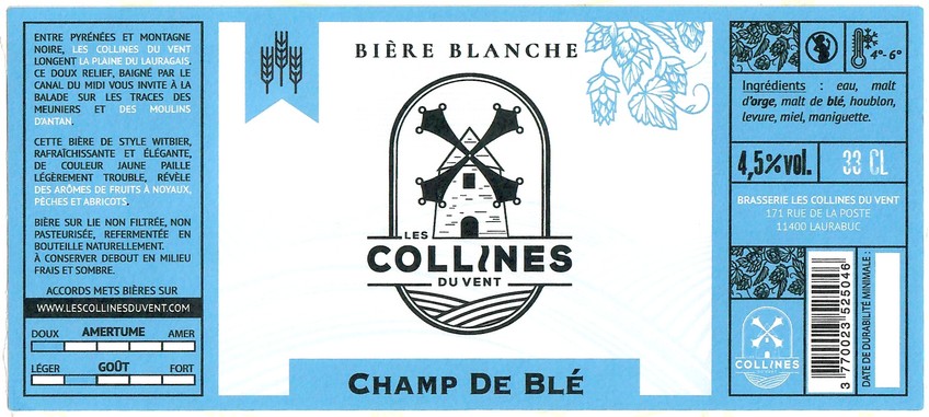 Etiquette BRASSERIE LES COLLINES DU VENT 08