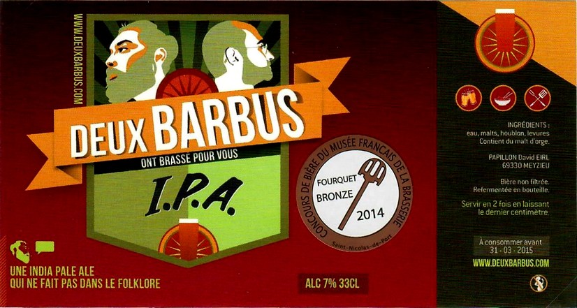 etiquette BRASSERIE LES DEUX BARBUS 01