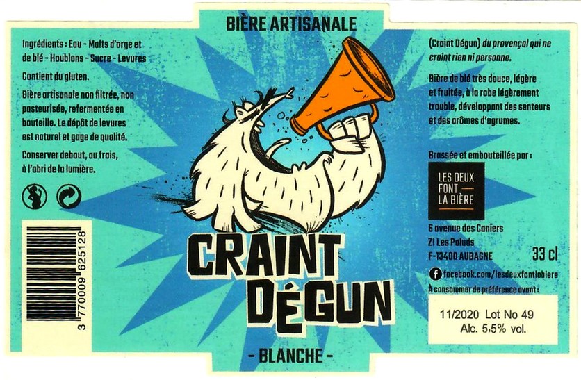 etiquette BRASSERIE LES DEUX FONT LA BIERE 11