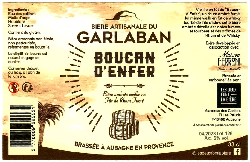 etiquette BRASSERIE LES DEUX FONT LA BIERE 19