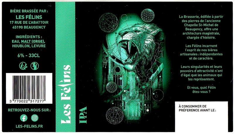 Etiquette BRASSERIE LES FELINS 07