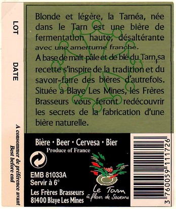 Etiquette BRASSERIE LES FRERES BRASSEURS 81 01B
