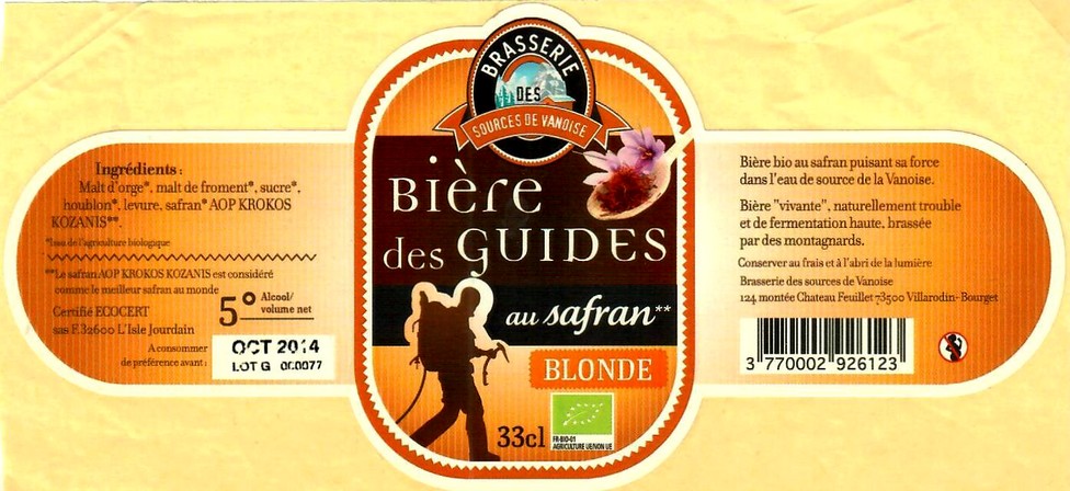 Etiquette BRASSERIE LES SOURCES DE LA VANOISE 01