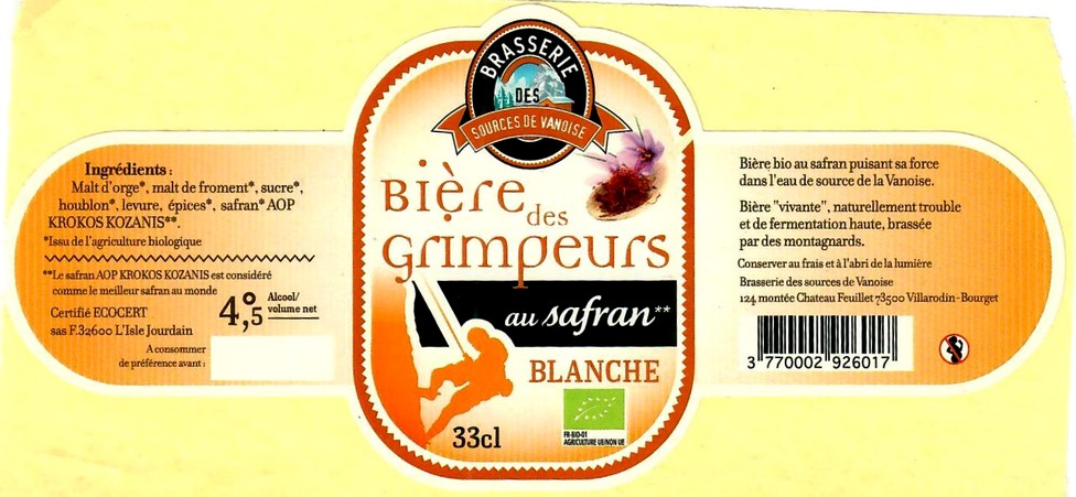 Etiquette BRASSERIE LES SOURCES DE LA VANOISE 02