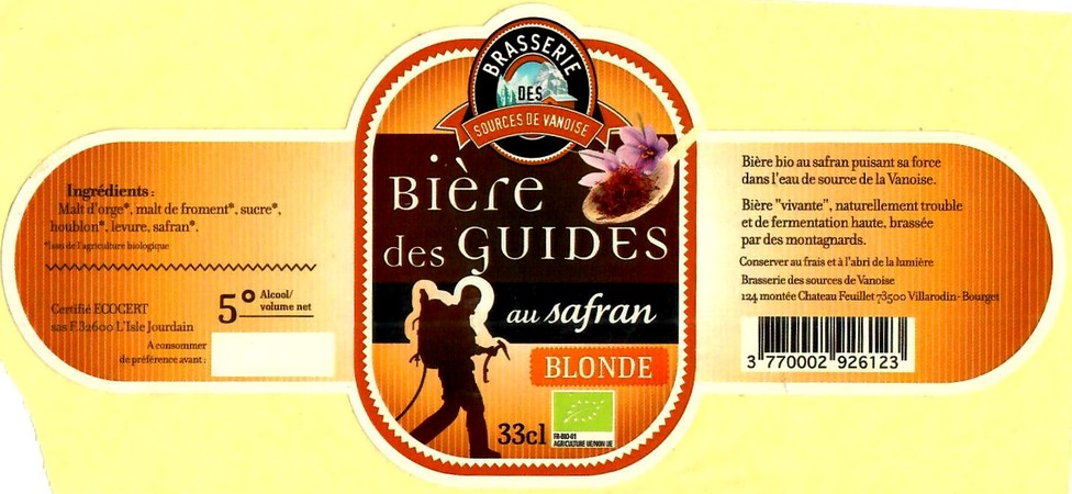 Etiquette BRASSERIE LES SOURCES DE LA VANOISE 04