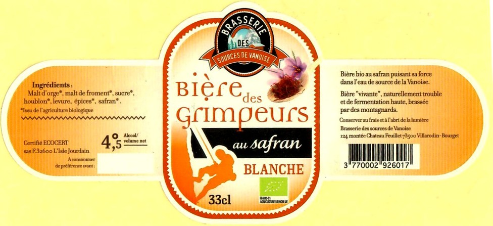 Etiquette BRASSERIE LES SOURCES DE LA VANOISE 05
