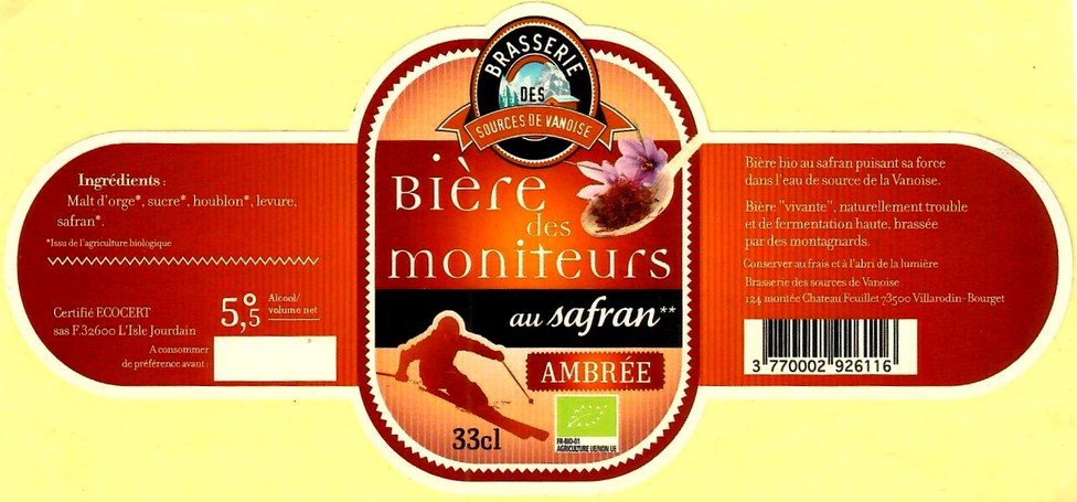 Etiquette BRASSERIE LES SOURCES DE LA VANOISE 06