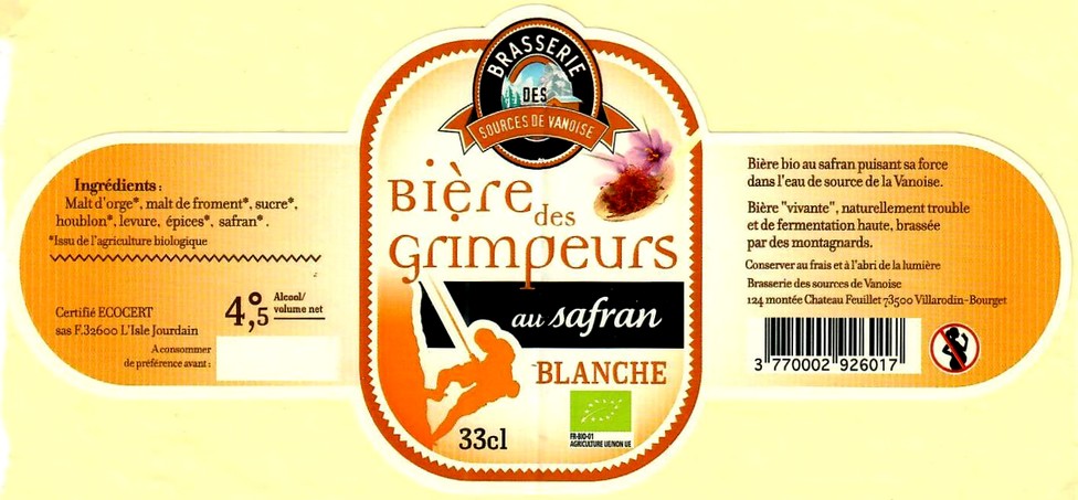 Etiquette BRASSERIE LES SOURCES DE LA VANOISE 07