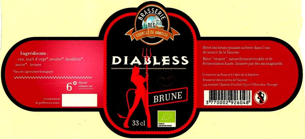 Etiquette BRASSERIE LES SOURCES DE LA VANOISE 09