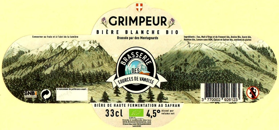 Etiquette BRASSERIE LES SOURCES DE LA VANOISE 15