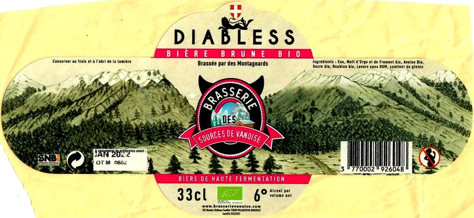 Etiquette BRASSERIE LES SOURCES DE LA VANOISE 16