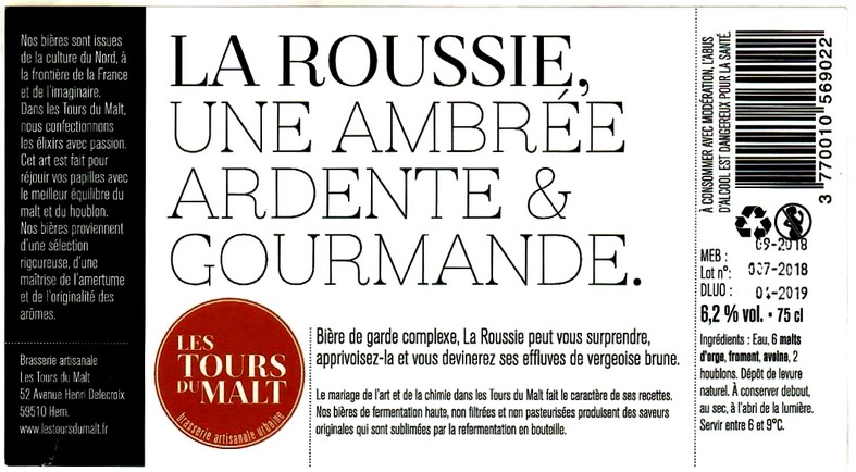 etiquette BRASSERIE LES TOURS DU MALT 04