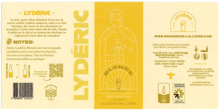 Etiquette BRASSERIE LILLOISE 47