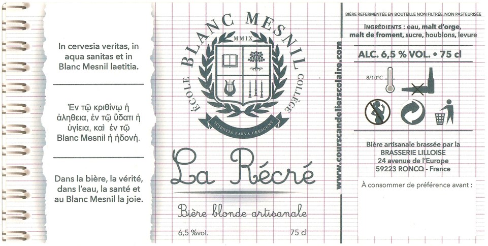 Etiquette BRASSERIE LILLOISE 59