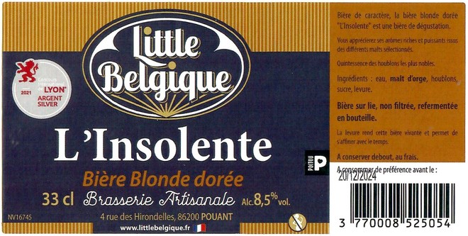 Etiquette BRASSERIE LITTLE BELGIQUE 08