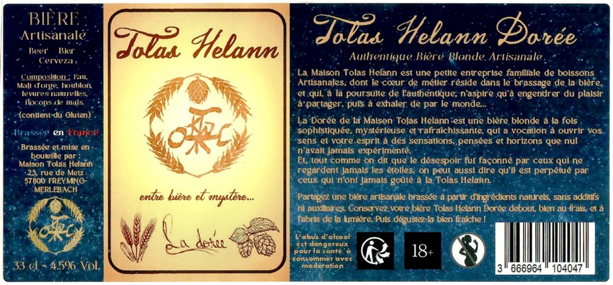 Etiquette BRASSERIE MAISON TOLAS HELANN 01