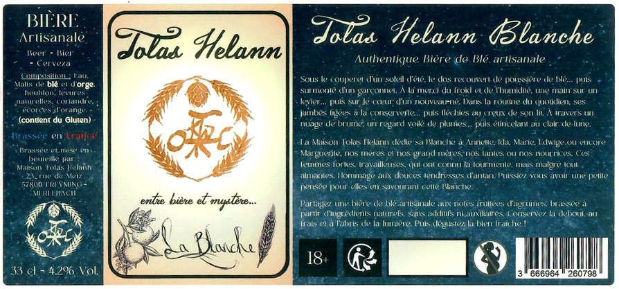 Etiquette BRASSERIE MAISON TOLAS HELANN 06 Etiquette BRASSERIE MAISON TOLAS HELANN 06