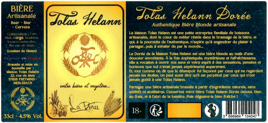 Etiquette BRASSERIE MAISON TOLAS HELANN 09 Etiquette BRASSERIE MAISON TOLAS HELANN 09