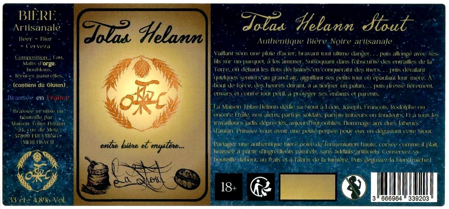 Etiquette BRASSERIE MAISON TOLAS HELANN 12 Etiquette BRASSERIE MAISON TOLAS HELANN 12