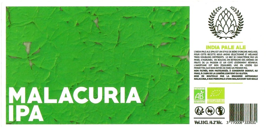 Etiquette BRASSERIE MALACURIA 22