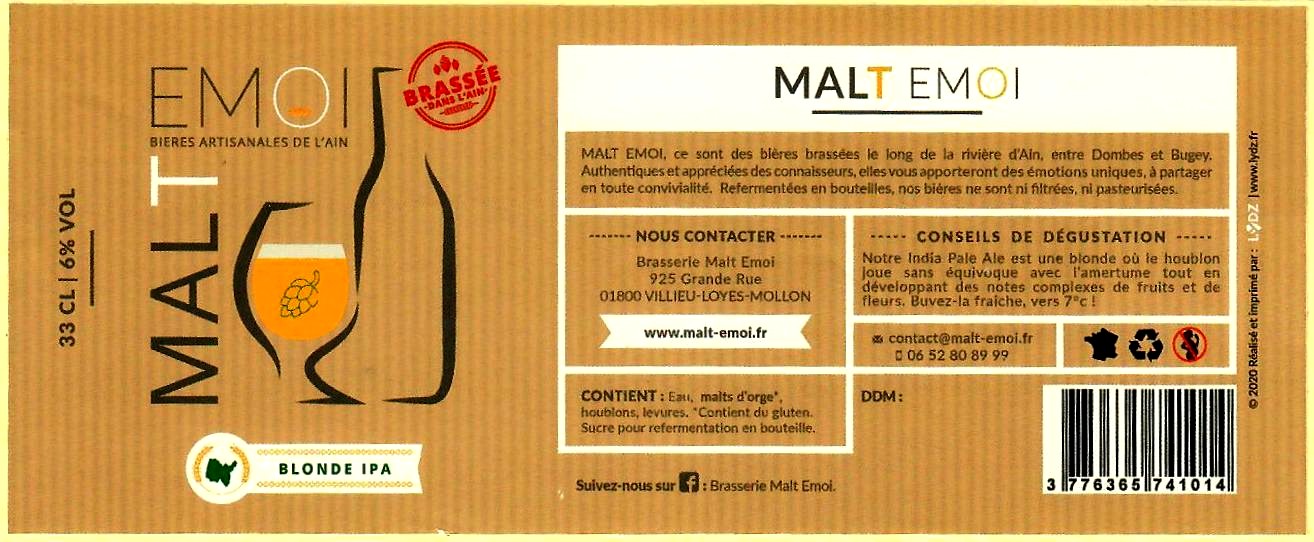 etiquette BRASSERIE MALT EMOI 09