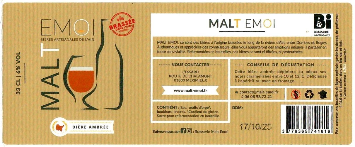 Etiquette BRASSERIE MALT EMOI 15