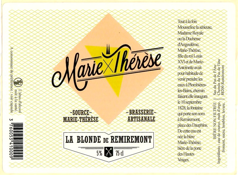 Etiquette BRASSERIE MARIE THERESE 09