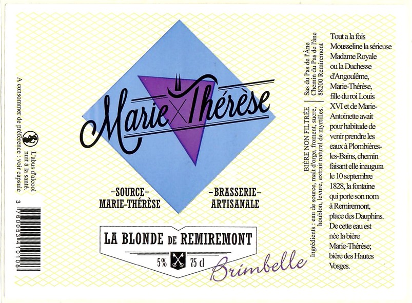 Etiquette BRASSERIE MARIE THERESE 12