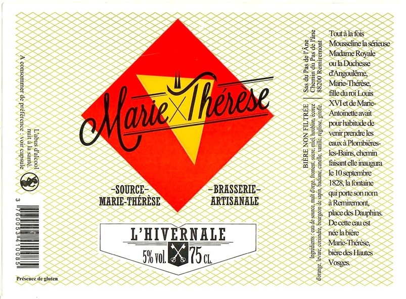 Etiquette BRASSERIE MARIE THERESE 30