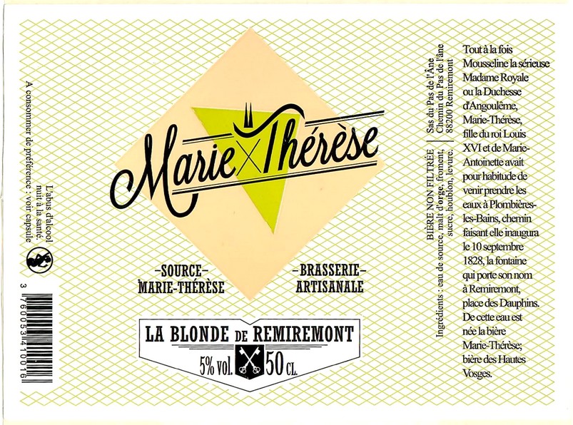 Etiquette BRASSERIE MARIE THERESE 33