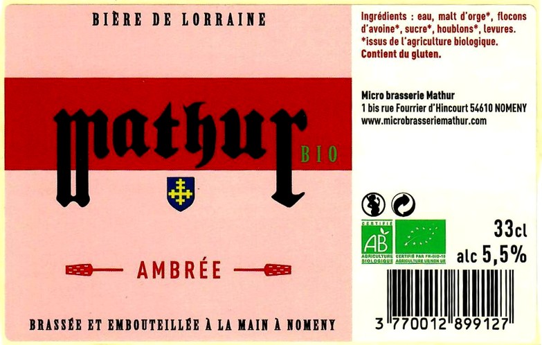 Etiquette BRASSERIE MATHUR 01
