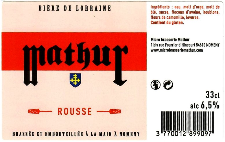 Etiquette BRASSERIE MATHUR 04