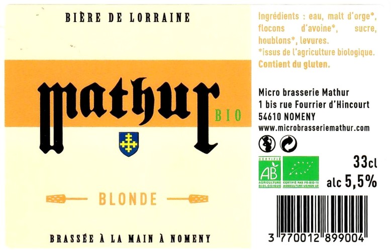 Etiquette BRASSERIE MATHUR 08