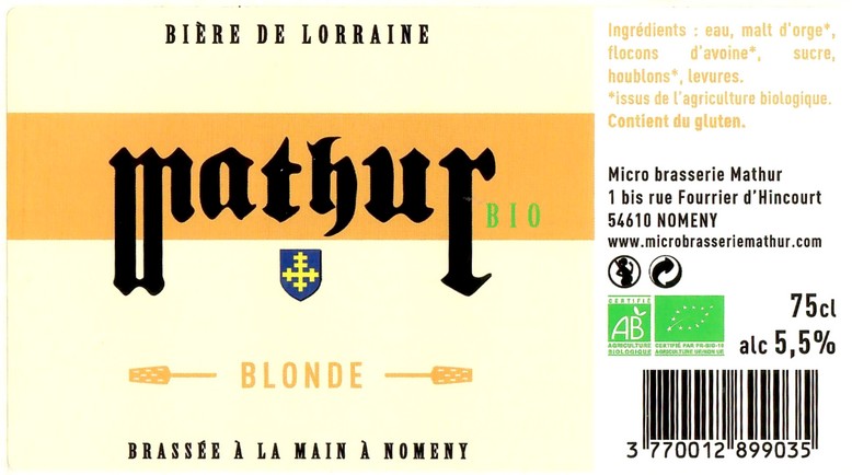 Etiquette BRASSERIE MATHUR 09
