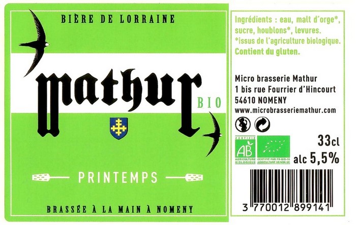 Etiquette BRASSERIE MATHUR 10