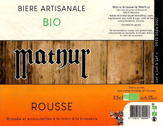 Etiquette BRASSERIE MATHUR 16