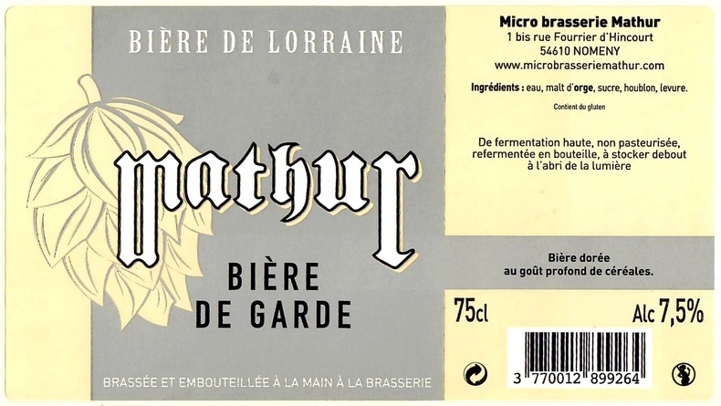 Etiquette BRASSERIE MATHUR 18