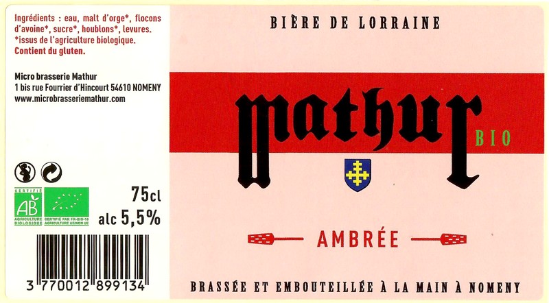Etiquette BRASSERIE MATHUR 20