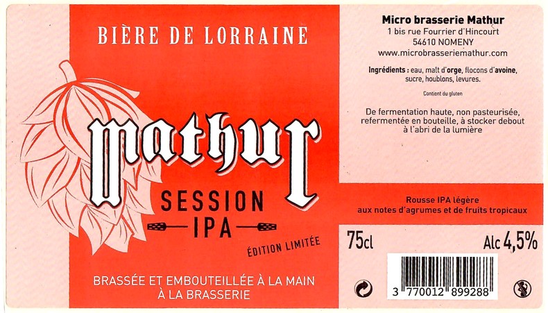 Etiquette BRASSERIE MATHUR 21