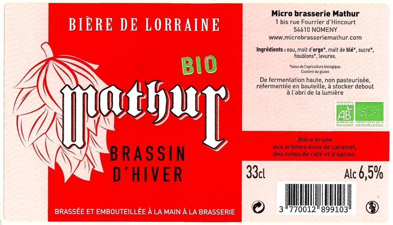 Etiquette BRASSERIE MATHUR 22