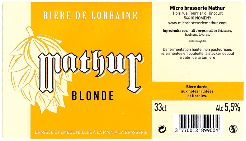 Etiquette BRASSERIE MATHUR 24