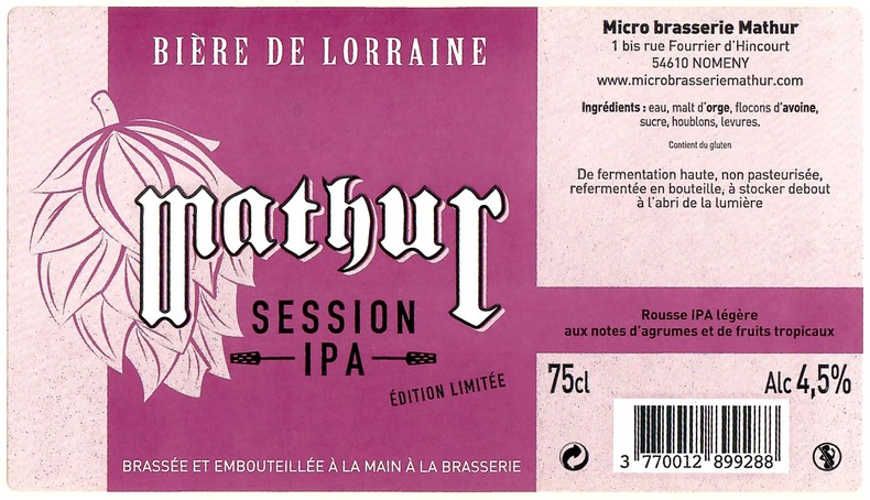 Etiquette BRASSERIE MATHUR 27