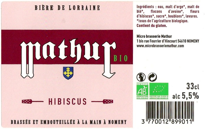 Etiquette BRASSERIE MATHUR 30
