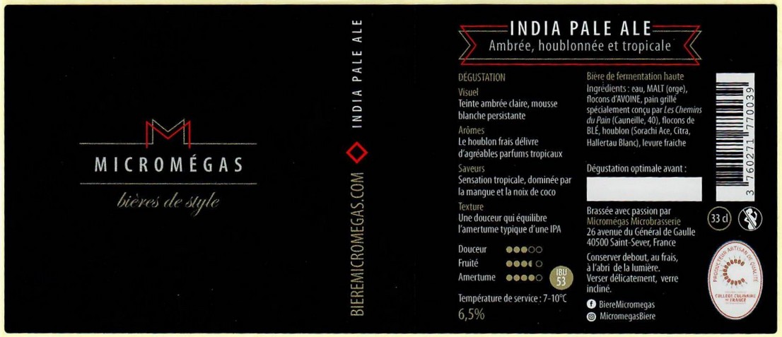 etiquette BRASSERIE MICROMEGAS 16