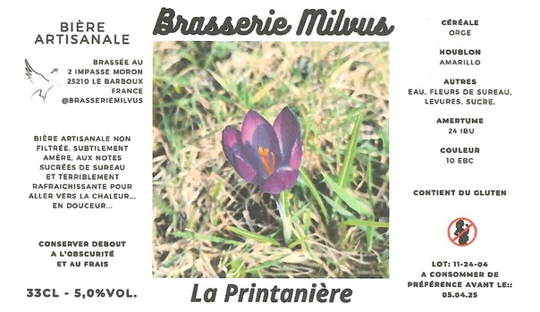 Etiquette BRASSERIE MILVUS 11