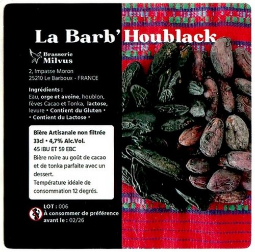 Etiquette BRASSERIE MILVUS 18