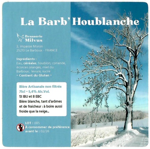 Etiquette BRASSERIE MILVUS 19